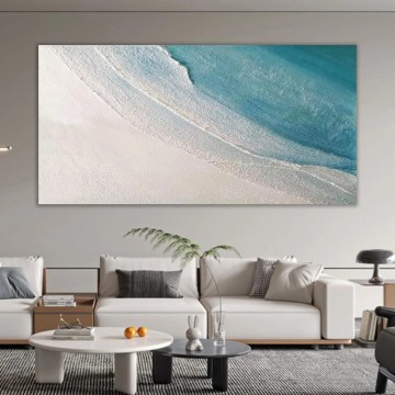 ビーチ Painting - 青い海白い砂浜アート壁の装飾海岸